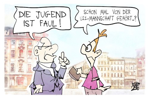 Cartoon: U21-Fußballmannschaft (medium) by Kostas Koufogiorgos tagged karikatur,koufogiorgos,fußball,jugend,faul,u21,erfolg,nationalmannschaft,karikatur,koufogiorgos,fußball,jugend,faul,u21,erfolg,nationalmannschaft
