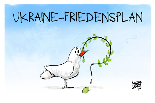 Cartoon: Ukraine-Friedensplan (medium) by Kostas Koufogiorgos tagged karikatur,koufogiorgos,ukraine,friedensplan,taube,fragezeichen,karikatur,koufogiorgos,ukraine,friedensplan,taube,fragezeichen