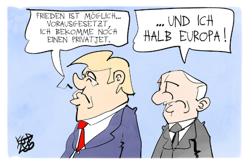Cartoon: Ukraine-Gespräche (medium) by Kostas Koufogiorgos tagged karikatur,koufogiorgos,trump,putin,usa,bedingung,krieg,europa,karikatur,koufogiorgos,trump,putin,usa,bedingung,krieg,europa