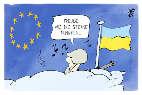 Cartoon: Ukraine und EU (medium) by Kostas Koufogiorgos tagged karikatur,koufogiorgos,ukraine,lied,schiller,beethoven,soldat,eu,europa,karikatur,koufogiorgos,ukraine,lied,schiller,beethoven,soldat,eu,europa