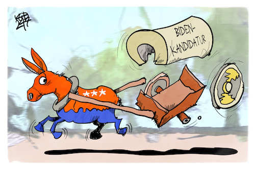 Cartoon: US-Wahlkampf (medium) by Kostas Koufogiorgos tagged karikatur,koufogiorgos,demokraten,usa,esel,kutsche,wagen,karikatur,koufogiorgos,demokraten,usa,esel,kutsche,wagen
