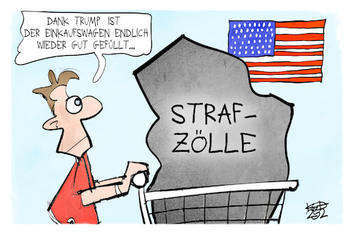 Cartoon: Verbraucherpreise (medium) by Kostas Koufogiorgos tagged karikatur,koufogiorgos,trump,strafzölle,verbraucher,einkaufswagen,usa,karikatur,koufogiorgos,trump,strafzölle,verbraucher,einkaufswagen,usa