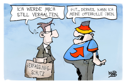 Cartoon: Verfassungsschutz und AfD (medium) by Kostas Koufogiorgos tagged karikatur,koufogiorgos,afd,verfassungsschutz,opferrolle,karikatur,koufogiorgos,afd,verfassungsschutz,opferrolle