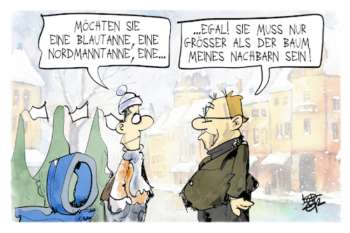 Cartoon: Weihnachtsbaumkauf (medium) by Kostas Koufogiorgos tagged karikatur,koufogiorgos,weihnachtsbaum,tanne,nachbar,neid,weihnachten,karikatur,koufogiorgos,weihnachtsbaum,tanne,nachbar,neid,weihnachten
