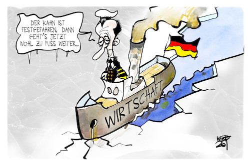 Cartoon: Wirtschaftsoffensive (medium) by Kostas Koufogiorgos tagged karikatur,koufogiorgos,wirtschaft,merz,schiff,eis,karikatur,koufogiorgos,wirtschaft,merz,schiff,eis
