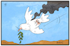 Cartoon: Absturz im Iran (small) by Kostas Koufogiorgos tagged karikatur,koufogiorgos,illustration,cartoon,absturz,iran,friednstaube,krieg,konflikt,flugzeug,nahost