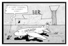 Cartoon: Air BERlin (small) by Kostas Koufogiorgos tagged karikatur,koufogiorgos,illustration,cartoon,air,berlin,ber,fluglinie,flugzeug,maus,stillstand,warten,pleite,baustelle