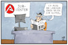 Cartoon: Arbeitslosenquote (small) by Kostas Koufogiorgos tagged karikatur,koufogiorgos,illustration,cartoon,arbeitslosigkeit,jobcenter,berater,arbeit,arbeitslos,quote,beschäftigung,vollbeschaeftigung