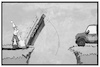 Cartoon: Autobauer (small) by Kostas Koufogiorgos tagged karikatur,koufogiorgos,illustration,cartoon,autobauer,michel,schranke,vertrauen,wirtschaft,kunde,verbraucher,misstrauen,brücke