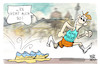 Cartoon: Berlin Marathon (small) by Kostas Koufogiorgos tagged karikatur,koufogiorgos,marathon,kleber,blockade,letzte,generation