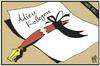Cartoon: Charlie Hebdo (small) by Kostas Koufogiorgos tagged karikatur,koufogiorgos,illustration,cartoon,charlie,hebdo,satire,magazin,feder,füller,karikaturist,trauerflor,zerbrochen,abschied