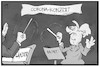 Cartoon: Corona-Konzert (small) by Kostas Koufogiorgos tagged karikatur,koufogiorgos,illustration,cartoon,corona,streit,takt,dirigent,merkel,bund,länder,pandemie