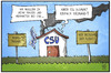 Cartoon: CSU-Parteireform (small) by Kostas Koufogiorgos tagged karikatur,koufogiorgos,illustration,cartoon,csu,herdprämie,migranten,partei,image,haus,politik