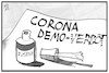 Cartoon: Demo-Erlaubnis (small) by Kostas Koufogiorgos tagged karikatur,koufogiorgos,illustration,cartoon,corona,demo,berlin,justiz,demokratie,rechtsstaat,tippex,korrektur
