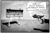 Cartoon: Demokratie (small) by Kostas Koufogiorgos tagged karikatur,koufogiorgos,illustration,cartoon,demokratie,drohung,angriff,schüsse,mord,ramelow,anschlag,politik,gewalt
