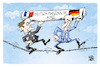 Cartoon: Deutschland-Frankreich (small) by Kostas Koufogiorgos tagged karikatur,koufogiorgos,deutschland,frankreich,macron,merz,achse,balance