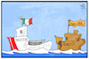 Cartoon: Diciotti und Idioti (small) by Kostas Koufogiorgos tagged karikatur,koufogiorgos,illustration,cartoon,diciotti,salvini,idioti,asylpolitik,schiff,flüchtlinge,italien