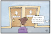 Cartoon: Die AKK-Frage (small) by Kostas Koufogiorgos tagged karikatur,koufogiorgos,illustration,cartoon,akk,kanzlerin,chefin,cdu,toilette,witz,entscheidung,gender
