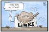 Cartoon: Die Linke (small) by Kostas Koufogiorgos tagged karikatur,koufogiorgos,illustration,cartoon,gysi,linke,partei,kritik,gewicht,kollaps,zusammenbruch