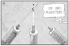 Cartoon: Drei Impfstoffe (small) by Kostas Koufogiorgos tagged karikatur,koufogiorgos,illustration,cartoon,impfstoff,spritze,musketiere,corona,pandemie,kampf,allegorie