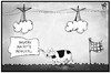 Cartoon: Energiedialog (small) by Kostas Koufogiorgos tagged karikatur,koufogiorgos,illustration,cartoon,energie,dialog,stromtrasse,suedlink,kuh,land,bayern,energiewende,wirtschaft