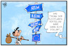 Cartoon: EU-Flüchtlingspolitik (small) by Kostas Koufogiorgos tagged karikatur,koufogiorgos,illustration,cartoon,eu,europa,flüchtling,asylpolitik,wegweisernein,verteilung,solidarität