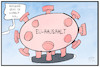 Cartoon: EU-Haushalt (small) by Kostas Koufogiorgos tagged karikatur,koufogiorgos,illustration,cartoon,eu,haushalt,sparschwein,corona,europa,virus,pandemie