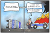 Cartoon: EZB und Blockupy (small) by Kostas Koufogiorgos tagged karikatur,koufogiorgos,illustration,cartoon,hooligan,schwarzer,block,autonome,krawall,polizei,polizist,polizeiwagen,auto,vandalismus,unterschied,politik,demonstration,eskalation,ausschreitung
