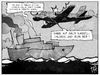 Cartoon: Flug MH370 (small) by Kostas Koufogiorgos tagged karikatur,koufogiorgos,cartoon,illustration,mh370,boeing,flugzeug,suche,ber,kassel,calden,flughafen,schiff,meer,malaysia,airlines