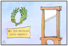 Cartoon: Fußball-EM (small) by Kostas Koufogiorgos tagged karikatur,koufogiorgos,illustration,cartoon,deutschland,frankreich,fußball,guillotine,lorbeer,sieg,niederlage