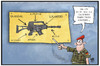 Cartoon: G36-Skandal (small) by Kostas Koufogiorgos tagged karikatur koufogiorgos illustration cartoon g36 sturmgewehr bundeswehr waffe militär ausrüstung skandal heckler koch korruption politik