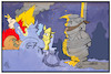 Cartoon: G7-Treffen (small) by Kostas Koufogiorgos tagged karikatur,koufogiorgos,illustration,cartoon,trump,g7,asterix,isoliert,kanada,troubadour,strafzoelle,usa,handelskrieg,troubadix