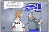 Cartoon: Griechenland (small) by Kostas Koufogiorgos tagged karikatur,koufogiorgos,illustration,cartoon,hsv,griechenland,rettung,fussball,politik,europa,eu,tipp,ratschlag,pleite,bankrott,grexit,sport