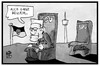 Cartoon: Grün-Schwarz (small) by Kostas Koufogiorgos tagged karikatur,koufogiorgos,illustration,cartoon,gruen,schwarz,kretschmann,thron,cdu,gruene,spd,stuttgart,fernsehturm,regierung,baden,wuerttemberg