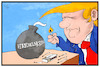 Cartoon: Handelskrieg (small) by Kostas Koufogiorgos tagged karikatur,koufogiorgos,illustration,cartoon,trump,handelskrieg,bombe,zündeln,usa,strafzoll,wirtschaft,konflikt,streichhölzer
