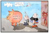 Cartoon: Haushaltsdebatte (small) by Kostas Koufogiorgos tagged karikatur,koufogiorgos,illustration,cartoon,haushalt,sparschwein,bundestag,michel,afd,eklat,schlammschlacht,extremist,populist,politik