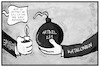 Cartoon: Katalonien-Konflikt (small) by Kostas Koufogiorgos tagged karikatur,koufogiorgos,illustration,cartoon,katalonien,spanien,abspaltung,konflikt,separatismus,artikel,155,eu,europa,bombe,explosiv,rajoy,puigdemont