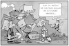 Cartoon: Katastrophengebiet (small) by Kostas Koufogiorgos tagged karikatur,koufogiorgos,illustration,cartoon,katastrophengebiet,politiker,aufräumarbeiten,hochwasser,statement