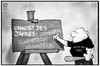 Cartoon: Lügenpresse (small) by Kostas Koufogiorgos tagged karikatur,koufogiorgos,illustration,cartoon,lügenpresse,unwort,unhold,skinhead,gewalt,idiot,tafel,schule,bildung,rechtschreibung