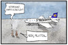 Cartoon: Lufthansa (small) by Kostas Koufogiorgos tagged karikatur,koufogiorgos,illustration,cartoon,lufthansa,streik,piloten,graffiti,flugzeug,flughafen,arbeit,arbeitskampf,streikhansa,kunst