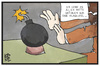 Cartoon: Lutz Bachmanns Glaskugel (small) by Kostas Koufogiorgos tagged karikatur,koufogiorgos,illustration,cartoon,bachmann,pegida,glaskugel,bombe,hellseher,informand,anschlag,berlin