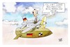 Cartoon: Merz Force One (small) by Kostas Koufogiorgos tagged koufogiorgos,merz,flugzeug,rakete,waffe,reichweite