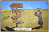 Cartoon: Nirgendwo in Afrika (small) by Kostas Koufogiorgos tagged karikatur,koufogiorgos,illustration,cartookarikatur,cartoon,afrika,kind,hunger,ebola,krieg,aids,weg,wegweiser,nirgendwo,scheideweg,not,kontinent,politik
