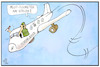 Cartoon: Pilot-Touristen (small) by Kostas Koufogiorgos tagged karikatur,illustration,cartoon,koufogiorgos,pilot,touristen,flieger,ferien,urlaub,flugzeug,corona,tourismus