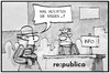 Cartoon: republica (small) by Kostas Koufogiorgos tagged karikatur,koufogiorgos,illustration,cartoon,republica,internet,konferenz,datenschutz,sicherheit,spionage,agent,geheimdienst,bnd,information,auskunft,digital