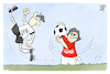 Cartoon: REWE und der DFB (small) by Kostas Koufogiorgos tagged karikatur,koufogiorgos,rewe,fußball,sponsor,dfb,ball,onelove