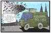 Cartoon: Rosenmontag in Köln (small) by Kostas Koufogiorgos tagged karikatur,koufogiorgos,illustration,cartoon,rosenmontag,sturm,wind,karneval,fastnacht,wasserwerfer,polizei,kamellen,sicherheit,terrorismus,gefahr