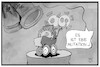 Cartoon: SarsCov2-Mutation (small) by Kostas Koufogiorgos tagged karikatur,koufogiorgos,illustration,cartoon,corona,covid,virus,mutation,genetik,entwicklung,geburt,eltern,kind,pandemie,gesundheit,sarscov2