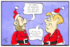 Cartoon: Sondierung (small) by Kostas Koufogiorgos tagged karikatur,koufogiorgos,illustration,cartoon,geschenke,schenken,merkel,schulz,sondierung,groko,spd,union,weihnachten,weihnachtsmann