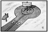 Cartoon: Transitzonen (small) by Kostas Koufogiorgos tagged karikatur,koufogiorgos,illustration,cartoon,transitzone,eu,europa,abschiebung,flüchtlingspolitik,kreisverkehr,strasse,umkehr,rückführung